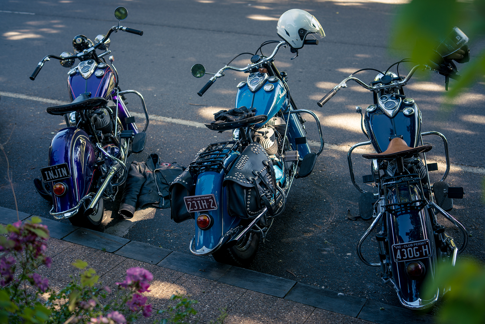 Indian vintage motorcycle blue