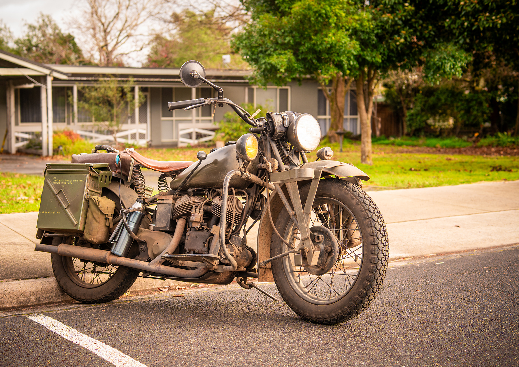 vintage indian motorcycle green